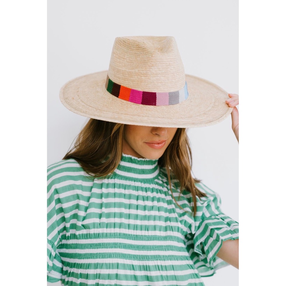 Natural Straw Fedora with Multicolor Band